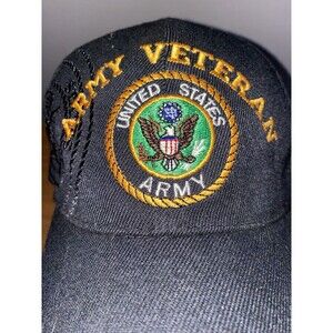 U.S. Army, Army Veteran Emblem, Veteran shadow on side, Black hat